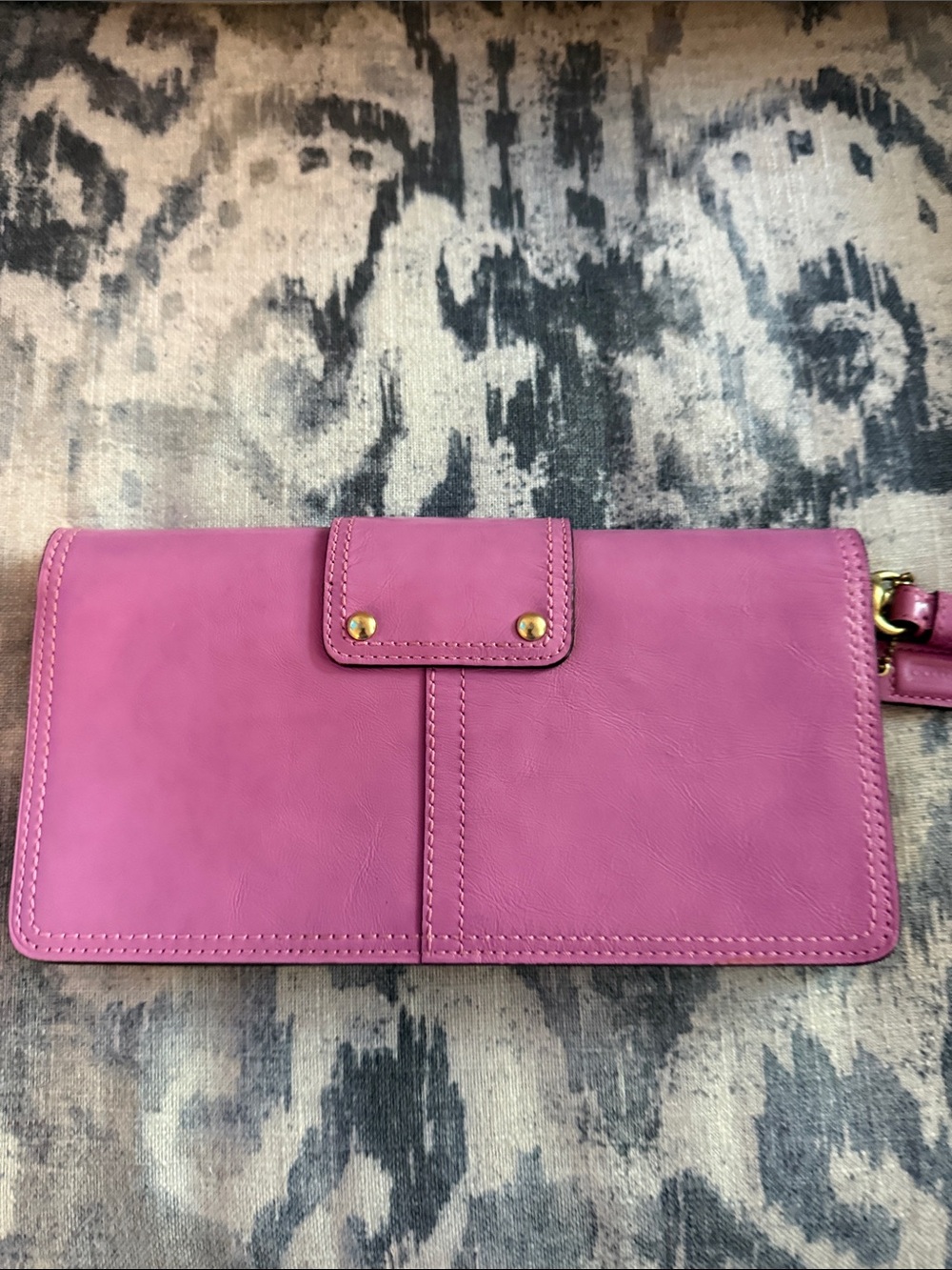 Coach Pink Leather Wristlet with Gold Buckle Accent - Picture 12 of 12